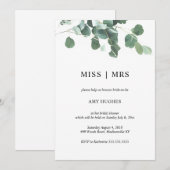 Waterverf verlaat bruidsdouche uitnodiging (Voorkant / Achterkant)