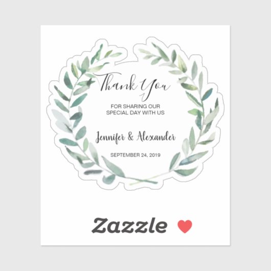 Waterverf verlaat Bruiloft Dank u aangepaste cut Sticker (Vel)