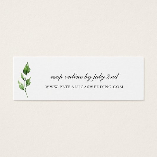 Waterverf verlaat bruiloft website RSVP Mini Visitekaartjes (Voorkant)
