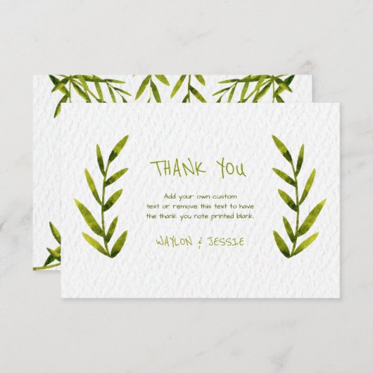 Waterverf verlaat de bedankkaarten bedankkaart (Voorkant / Achterkant)