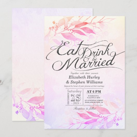 Waterverf verlaat de EAT-Drink en trouwt met mij Kaart (Voorkant / Achterkant)