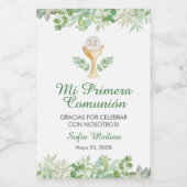 Waterverf verlaat eerste communie klein spaans wijn etiket (Enkel label)