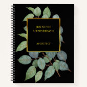 Waterverf verlaat elegante goudprofessional notitieboek (Voorkant)