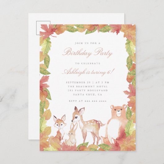 Waterverf Verlaat en Bosland Verjaardag Uitnodiging Briefkaart (Voorkant / Achterkant)