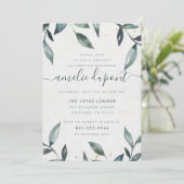 Waterverf verlaat en script | Aangepaste geboorted Kaart (Staand voorkant)