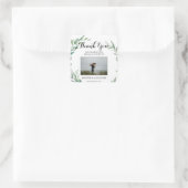 Waterverf verlaat foto bruiloft dank u gunst vierkante sticker (Tas)