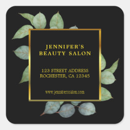 Waterverf verlaat Gold Black Professional Vierkante Sticker