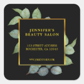 Waterverf verlaat Gold Black Professional Vierkante Sticker (Voorkant)