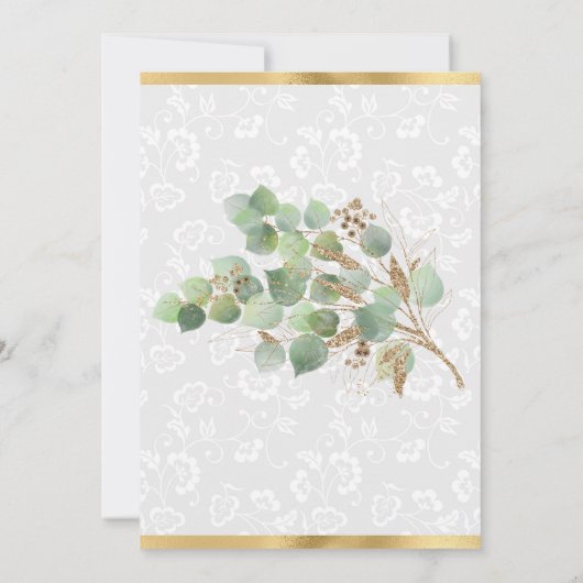 Waterverf verlaat gouden oliefanter op zaterdag bedankkaart (Achterkant)