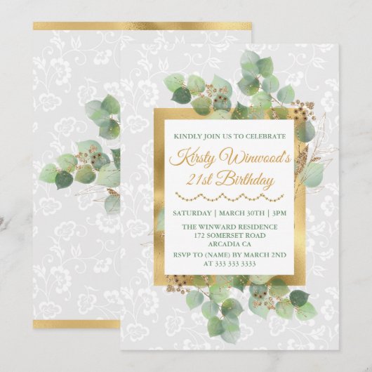 Waterverf verlaat gouden oliefanter op zaterdag kaart (Voorkant / Achterkant)