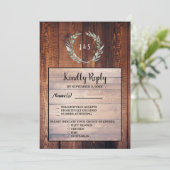 Waterverf verlaat hout Bruiloft RSVP dineropties Kaart (Staand voorkant)