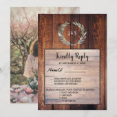 Waterverf verlaat hout Bruiloft RSVP dineropties Kaart (Voorkant / Achterkant)