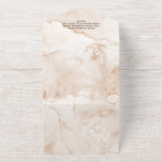 Waterverf verlaat rustieke elegante Folie bruiloft All In One Uitnodiging (Buiten)