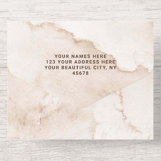 Waterverf verlaat rustieke elegante Folie bruiloft All In One Uitnodiging (Achterzijde)