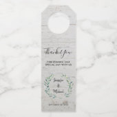 Waterverf verlaat rustieke houten bruiloft Dank u Flessenhanger (Voorkant)