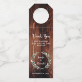 Waterverf verlaat rustieke houten bruiloft Dank u Flessenhanger (Voorkant)
