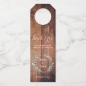 Waterverf verlaat rustieke houten bruiloft Dank u Flessenhanger (Voorkant)