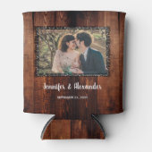 Waterverf verlaat rustige houten foto bruiloft kan blikjeskoeler (Voorkant)