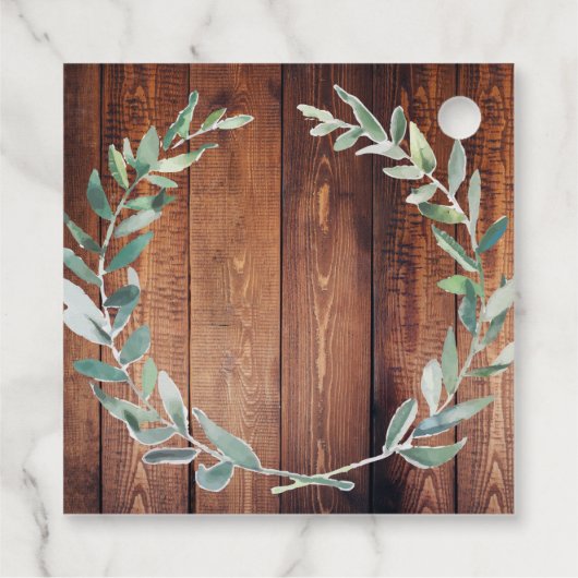 Waterverf verlaat rustige houtmonogram dank je bedankjes labels (Achterkant)