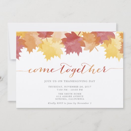 Waterverf verlaat Thanksgiving op uitnodiging (Voorkant)