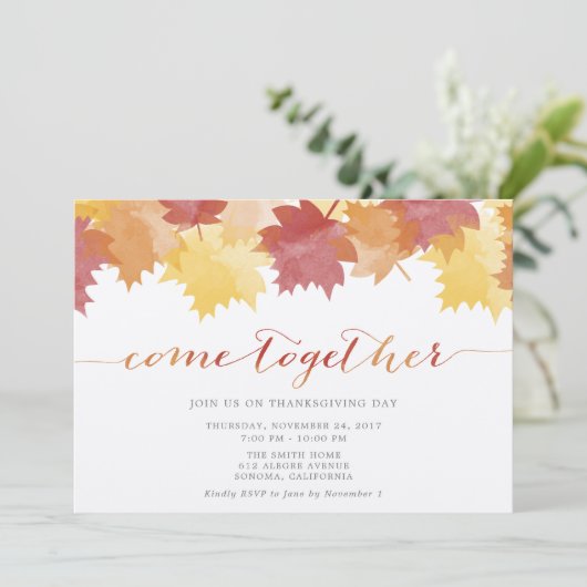 Waterverf verlaat Thanksgiving op uitnodiging (Staand voorkant)