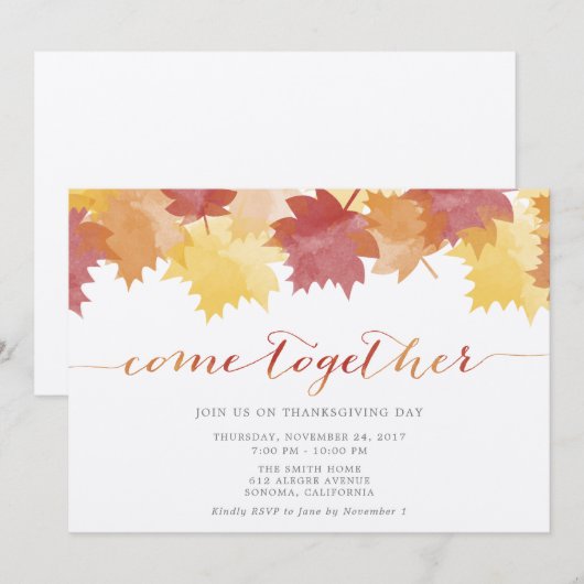 Waterverf verlaat Thanksgiving op uitnodiging (Voorkant / Achterkant)