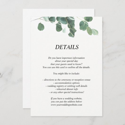 Waterverf verlaat trouwgegevens / informatiekaart informatiekaartje (Voorkant / Achterkant)