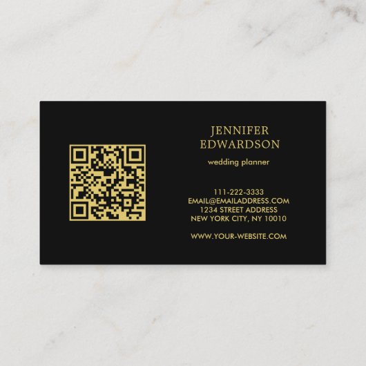 Waterverf verlaat zwarte gouden QR code profession Visitekaartje (Achterkant)