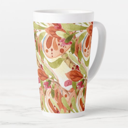 Waterverf verliest roze en grijs groen latte mok (Rechterhoek)