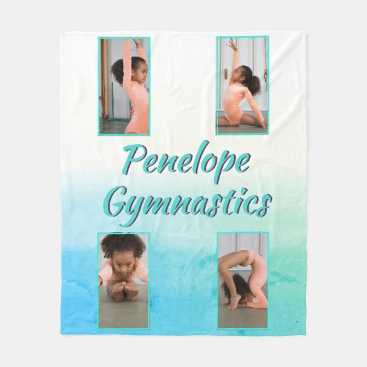 Waterverf Verloop Aangepaste naam, sport en foto Fleece Deken (Voorkant)