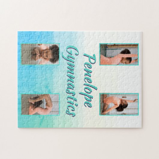 Waterverf Verloop Aangepaste naam, sport en foto Legpuzzel (Horizontaal)