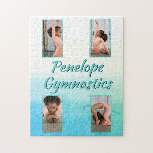 Waterverf Verloop Aangepaste naam, sport en foto Legpuzzel (Verticaal)