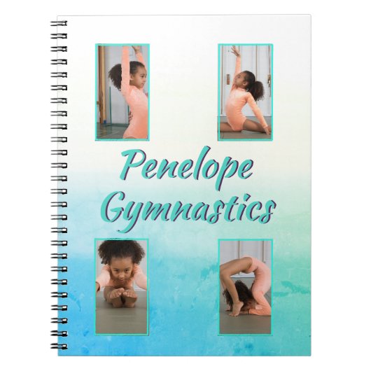 Waterverf Verloop Aangepaste naam, sport en foto Notitieboek (Voorkant)