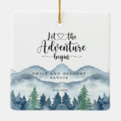 Waterverf Verloving Keepsake Keramisch Ornament (Achterkant)