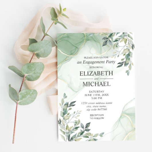 Waterverf Verloving van de Eucalyptus Greenery Kaart