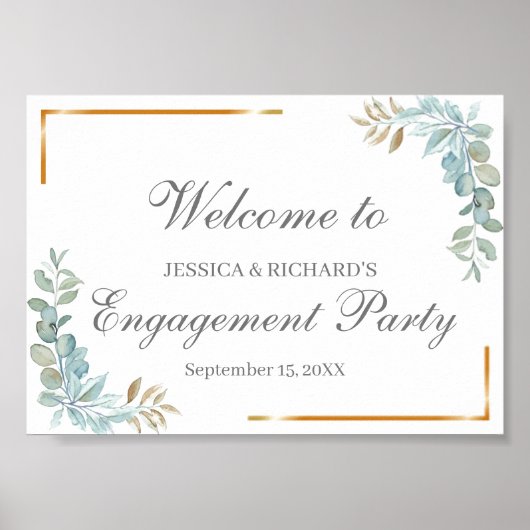 Waterverf Verloving Welkomstteken Poster (Voorkant)