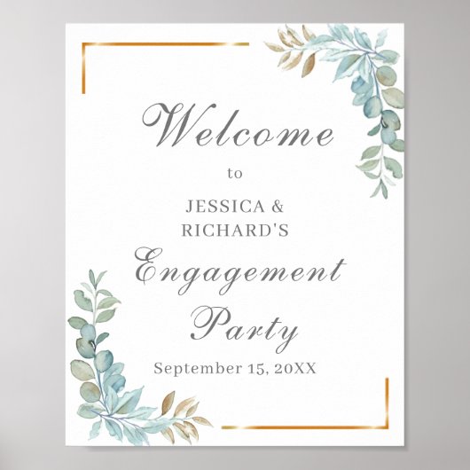 Waterverf Verloving Welkomstteken Poster (Voorkant)
