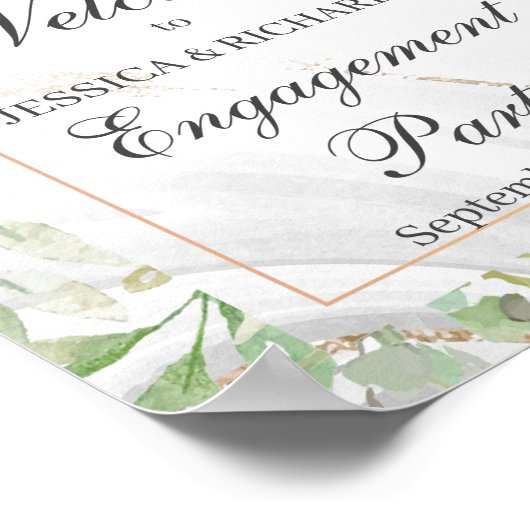 Waterverf Verloving Welkomstteken Poster (Hoek)