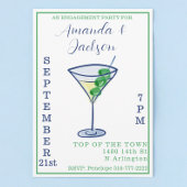 Waterverf Verlovingsfeest Martini Cocktail Kaart