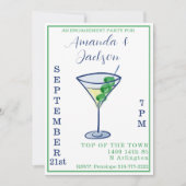 Waterverf Verlovingsfeest Martini Cocktail Kaart (Voorkant)