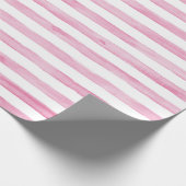 Waterverf Verpakkingspapier - roze strepen Cadeaupapier (Hoek)