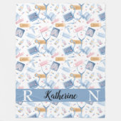 Waterverf verpleegster | Dr. Medical Collage Blue  Fleece Deken (Voorkant)