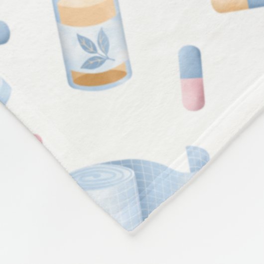 Waterverf verpleegster | Dr. Medical Collage Blue  Fleece Deken (Hoek)