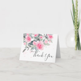 Waterverf Verpletterende Rozen Hartelijk dank Bedankkaart