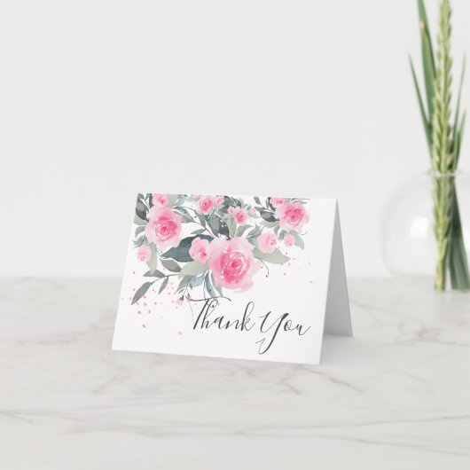Waterverf Verpletterende Rozen Hartelijk dank Bedankkaart (Voorkant)