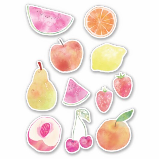 Waterverf vers fruit sticker (Voorkant)