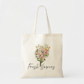 Waterverf Verse Bloemen & Wijn Grappig Tote Bag (Voorkant)