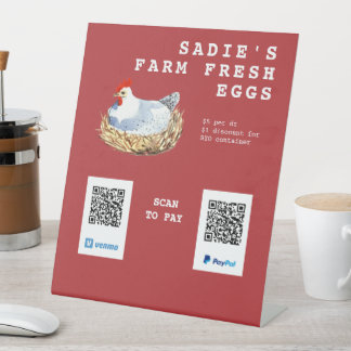 Waterverf Verse eieren — QR-code Betaling Reclamebord Met Voetstuk