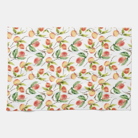 Waterverf Verse perzik Theedoek (Horizontaal)