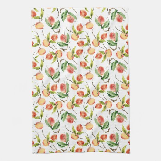 Waterverf Verse perzik Theedoek (Verticaal)